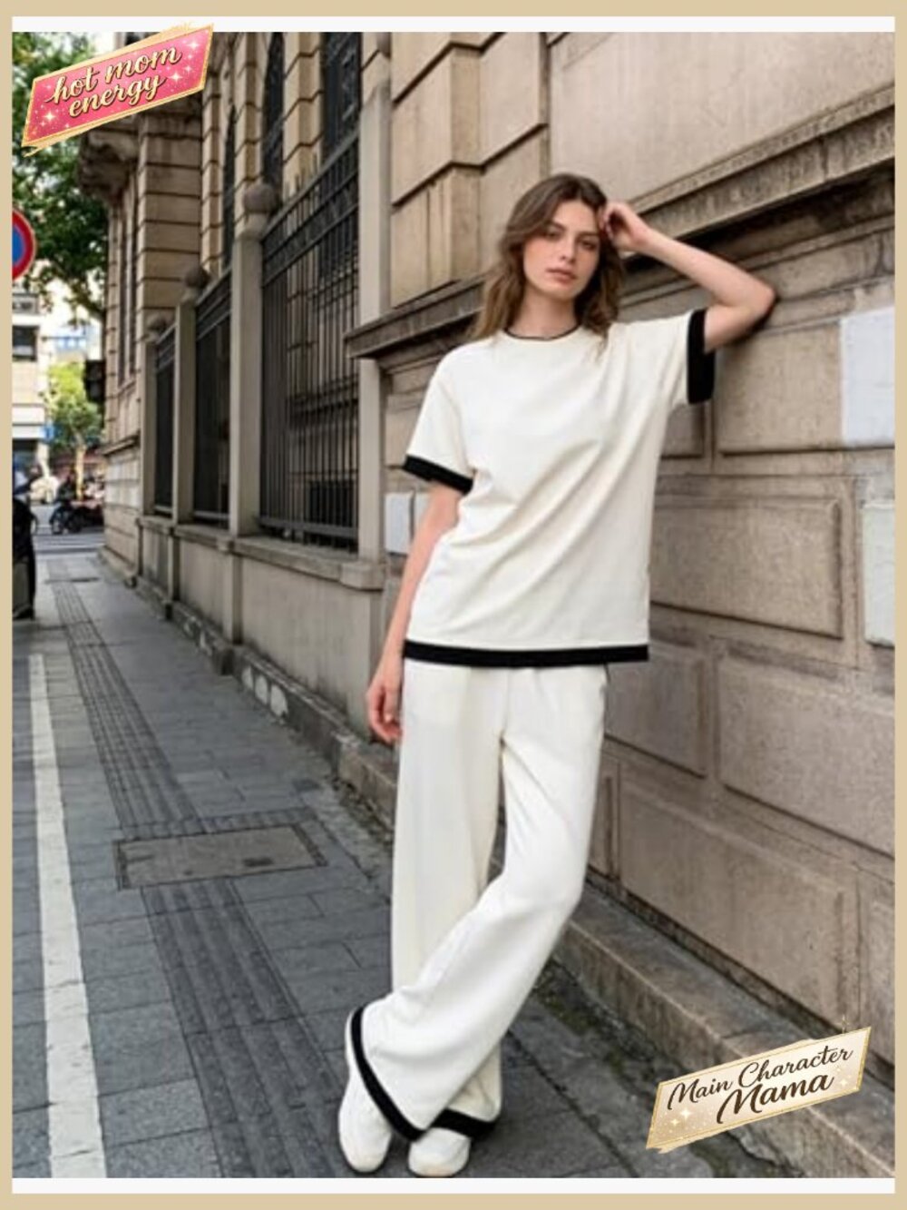 Lightweight Knit Lounge Set Short Sleeve Top Wide Leg Pants Casual Chic - Picture 6 of 6